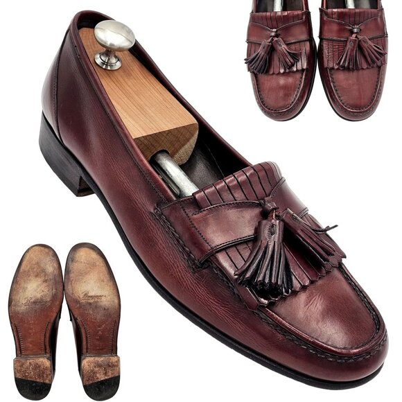 Bragano by Cole Haan Other - Vintage Bragano Cole Haan Italy 10.5 Burgundy Leather Dress Shoes Tassel Loafers